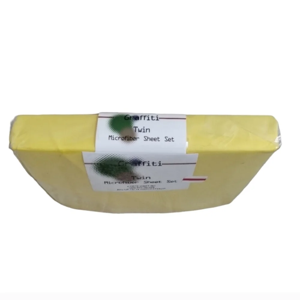 TWIN SHEET SET New YELLOW MICROFIBER Graffiti